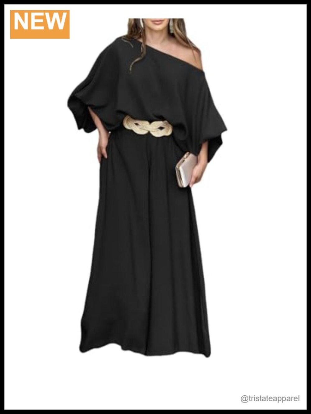 2 Piece Summer Outfit Off Shoulder Top Flowy Wide Leg Pants Set